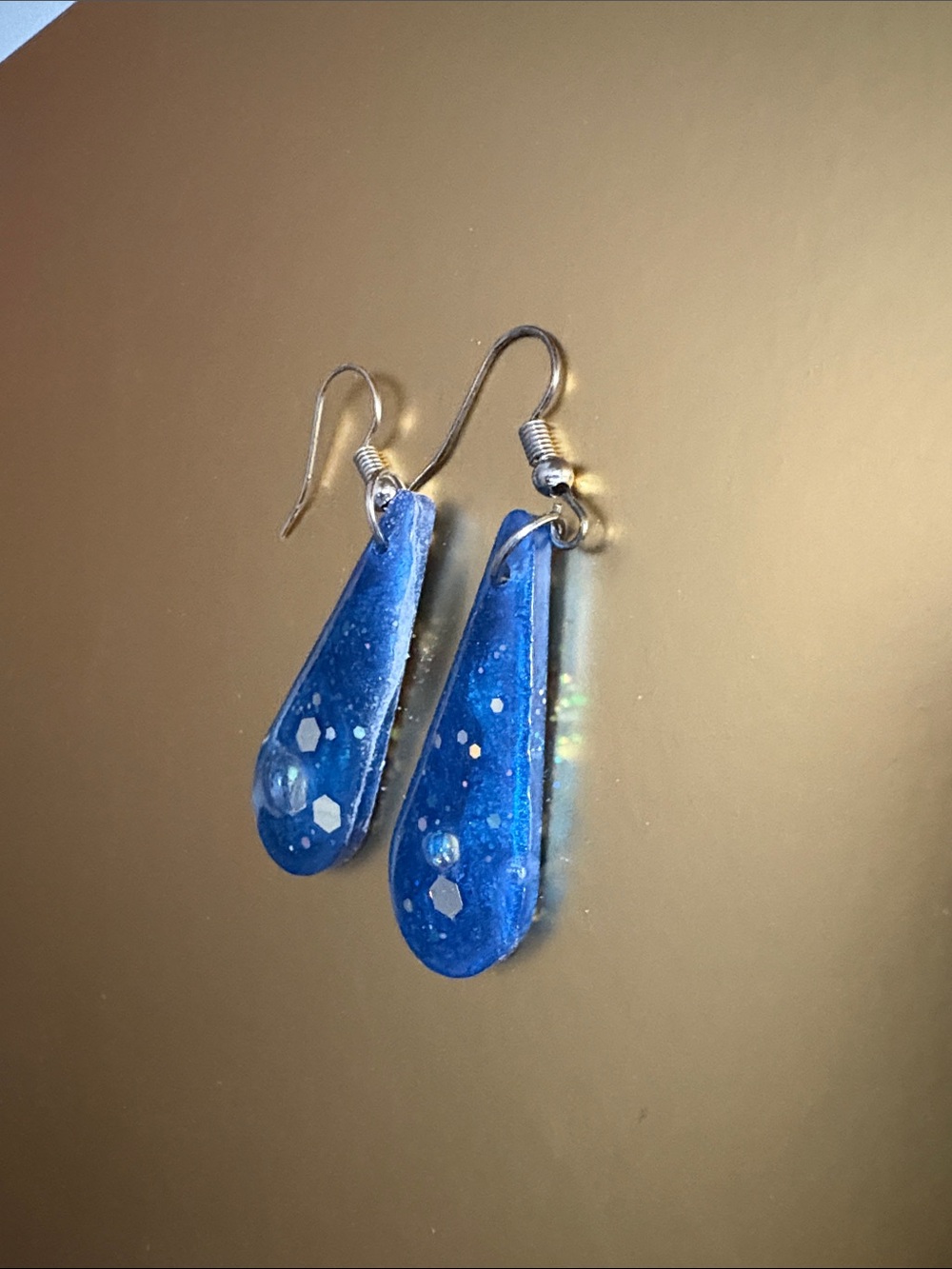 Emmy’s Creations Hand Crafted Blue Teardrop Resin Dangle Earrings